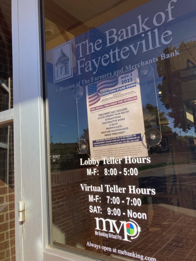 The Bank of Fayetteville 768x1024 - Operation Stand Down: Free Dental Care for Veterans in Arkansas